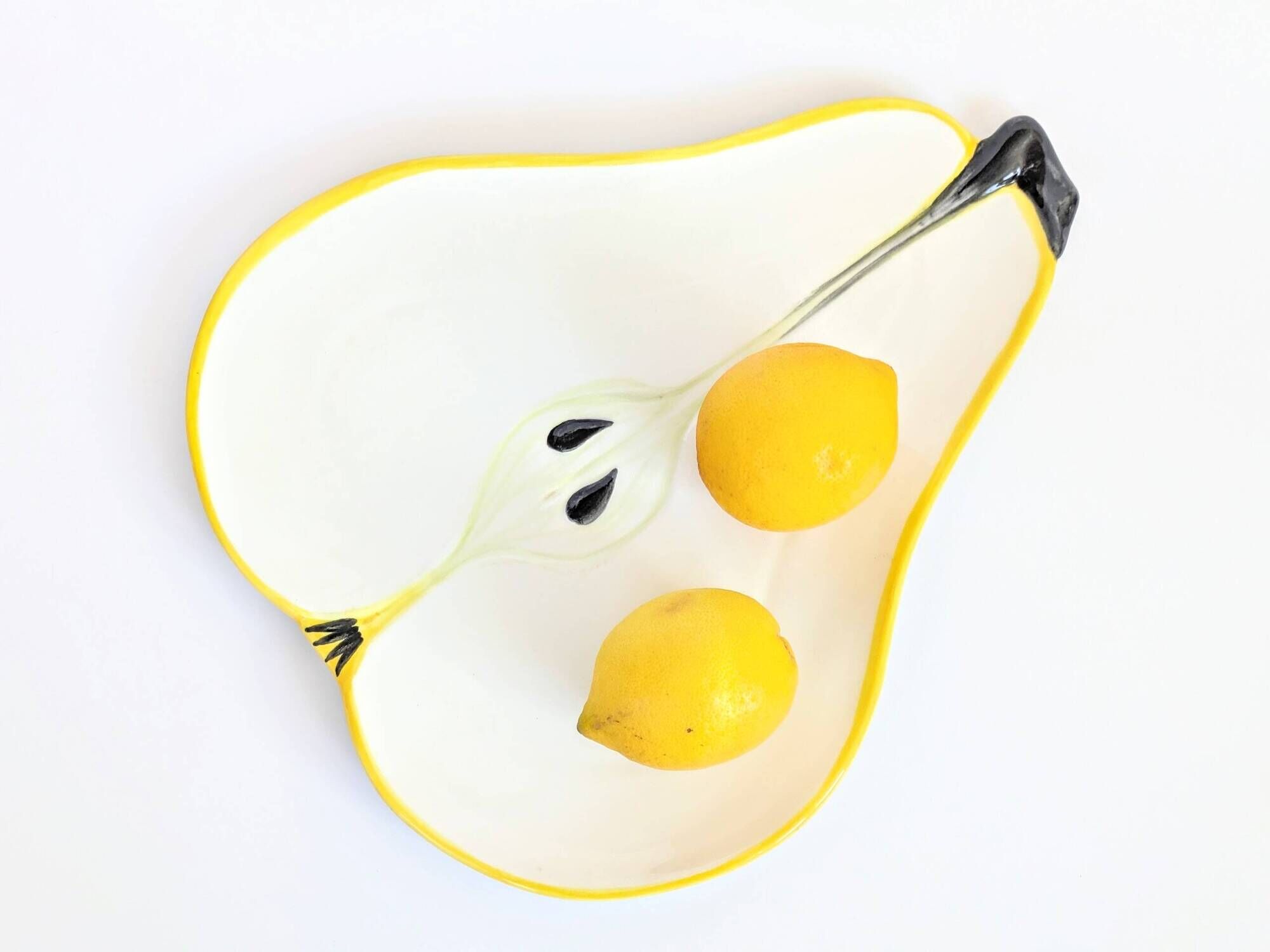 Grande assiette poire vintage | Ernestine Cannon, Italie, années 60