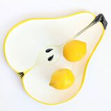 Grande assiette poire vintage | Ernestine Cannon, Italie, années 60