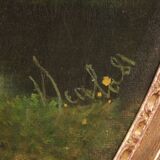 Antique Italian landscape painting signed and dated 1881