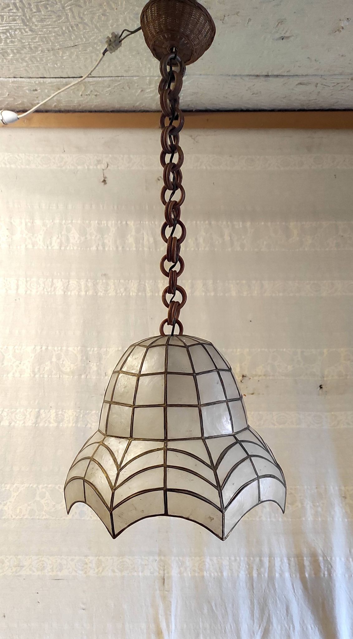 Mother-of-pearl and brass suspension, mid-20th century.