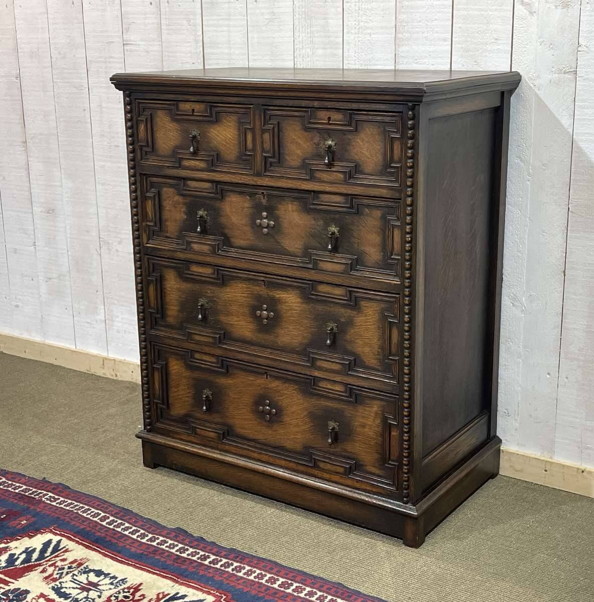 1950s English oak chest of drawers