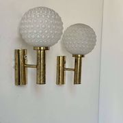 Applique vintage, laiton et opaline, Allemagne 1960