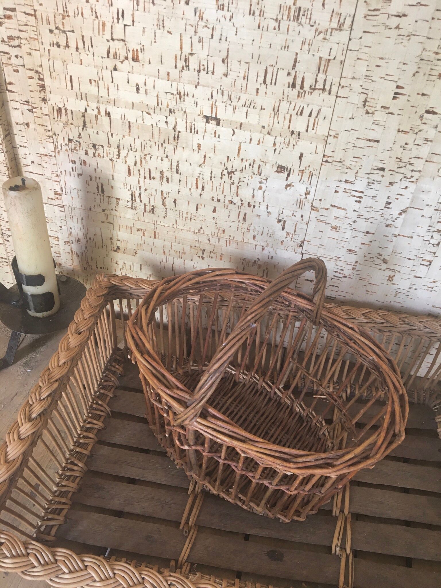 Rectangular wicker flat basket