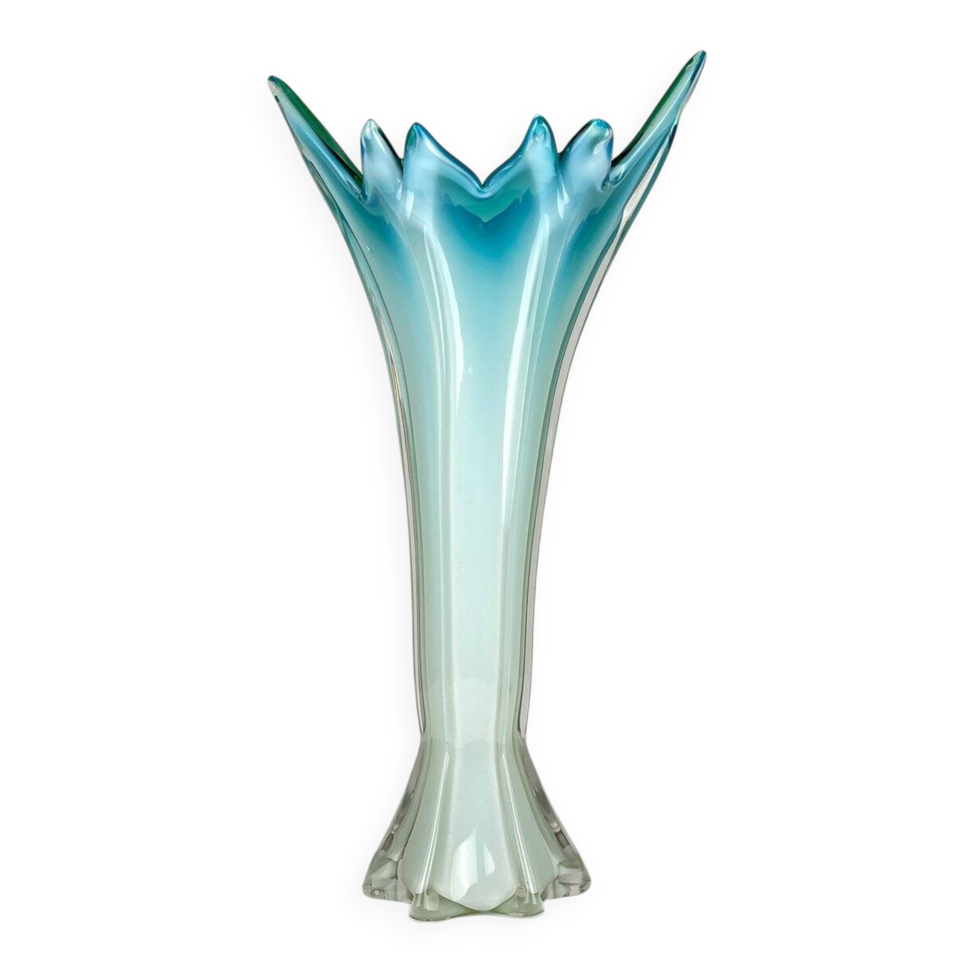 Vintage Murano Vase Grand Blue-Green, Italy, 1970s