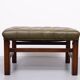 Capped Green Leather Chesterfield Foot stool 1960s England