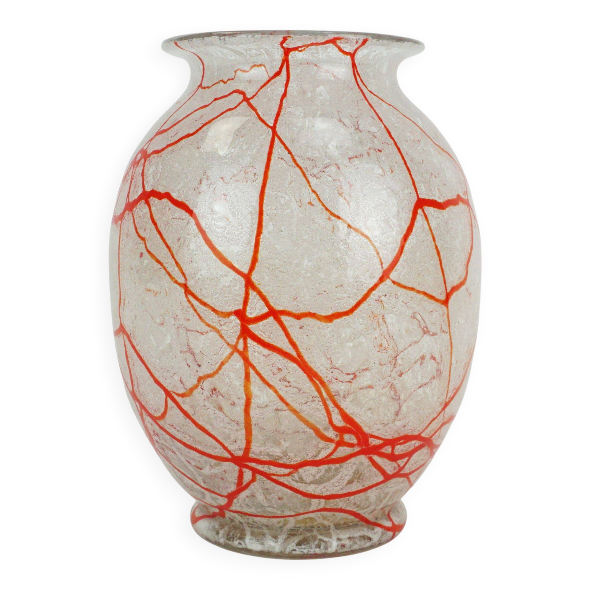 loetz klostermühle art deco glass VASE 1930s orange white and clear glass