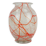 loetz klostermühle art deco glass VASE 1930s orange white and clear glass
