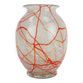Vase Art déco en verre orange, blanc et transparent par Loetz Klostermühle, années 1930