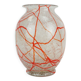 loetz klostermühle art deco glass VASE 1930s orange white and clear glass