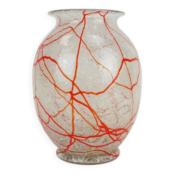 loetz klostermühle art deco glass VASE 1930s orange white and clear glass