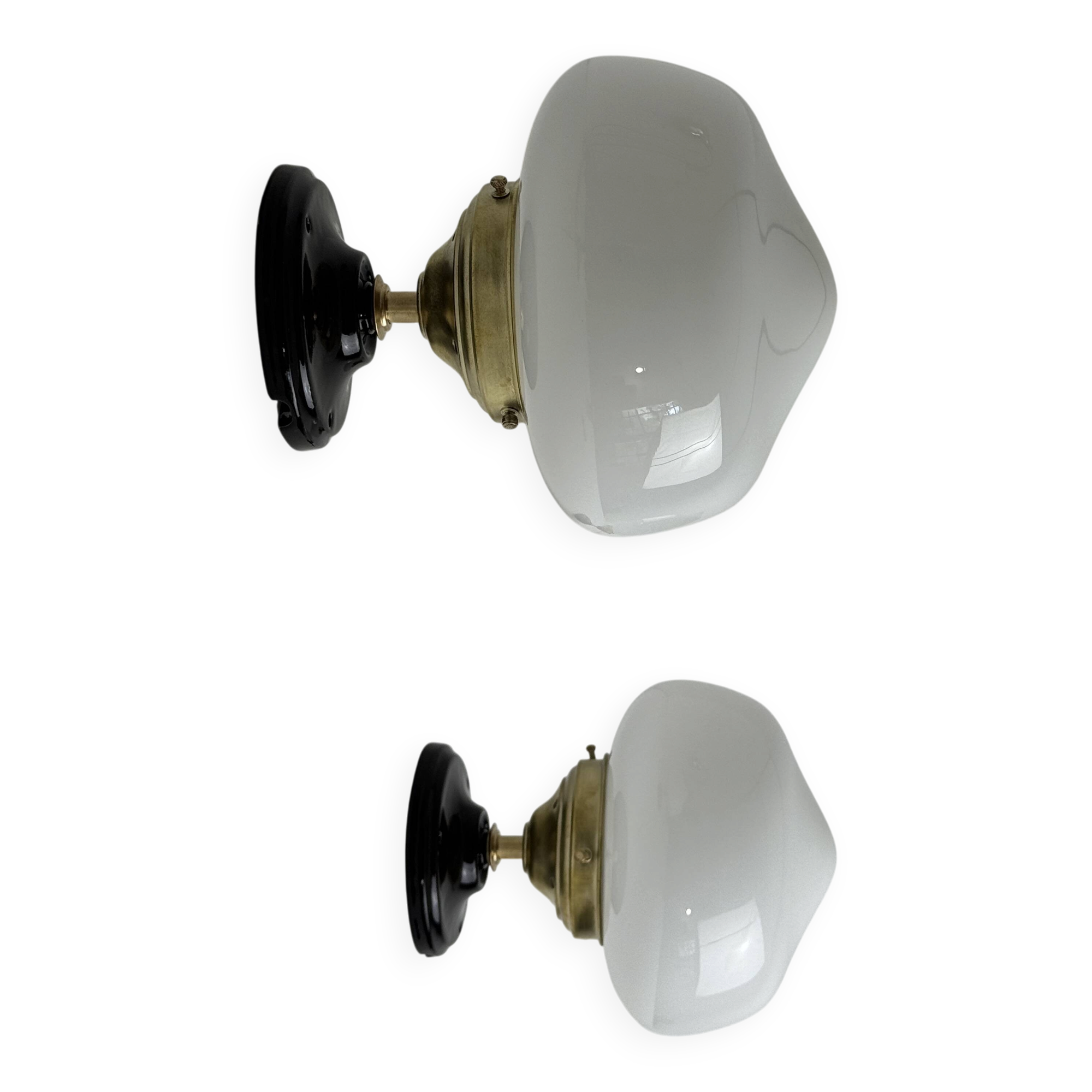 Pair of vintage opaline wall lights