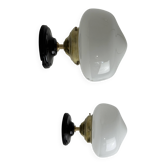Pair of vintage opaline wall lights