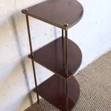 Corner shelf on foot in vintage wood and brass