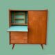 Vintage secretary cabinet with compass feet 1960
