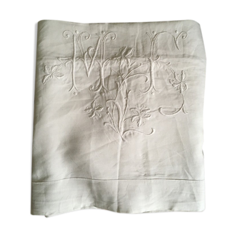 M F's old linen cotton white sheet.