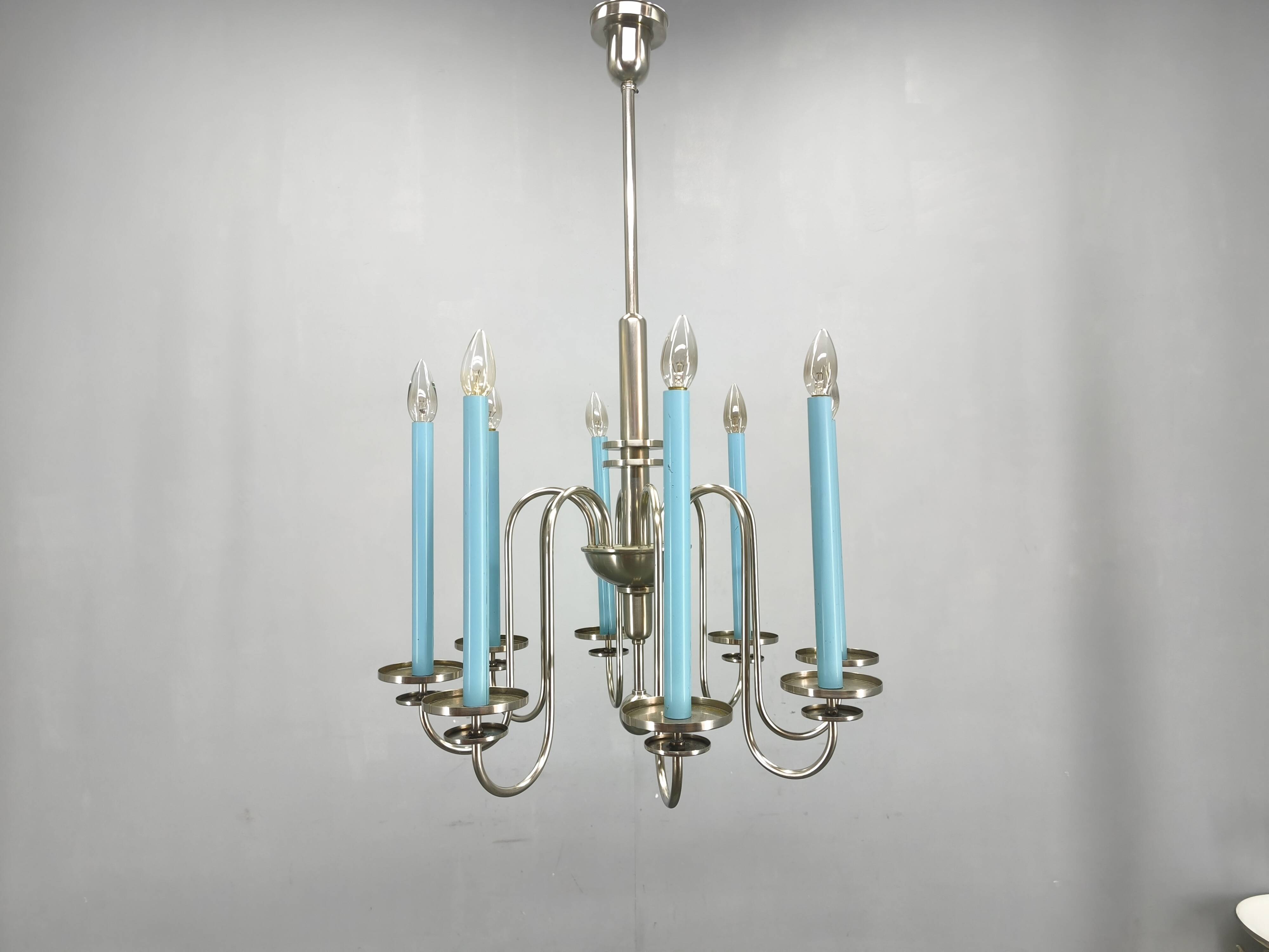 Art Deco Chandelier with Matching Sconces, Czechoslovakia 1930s
