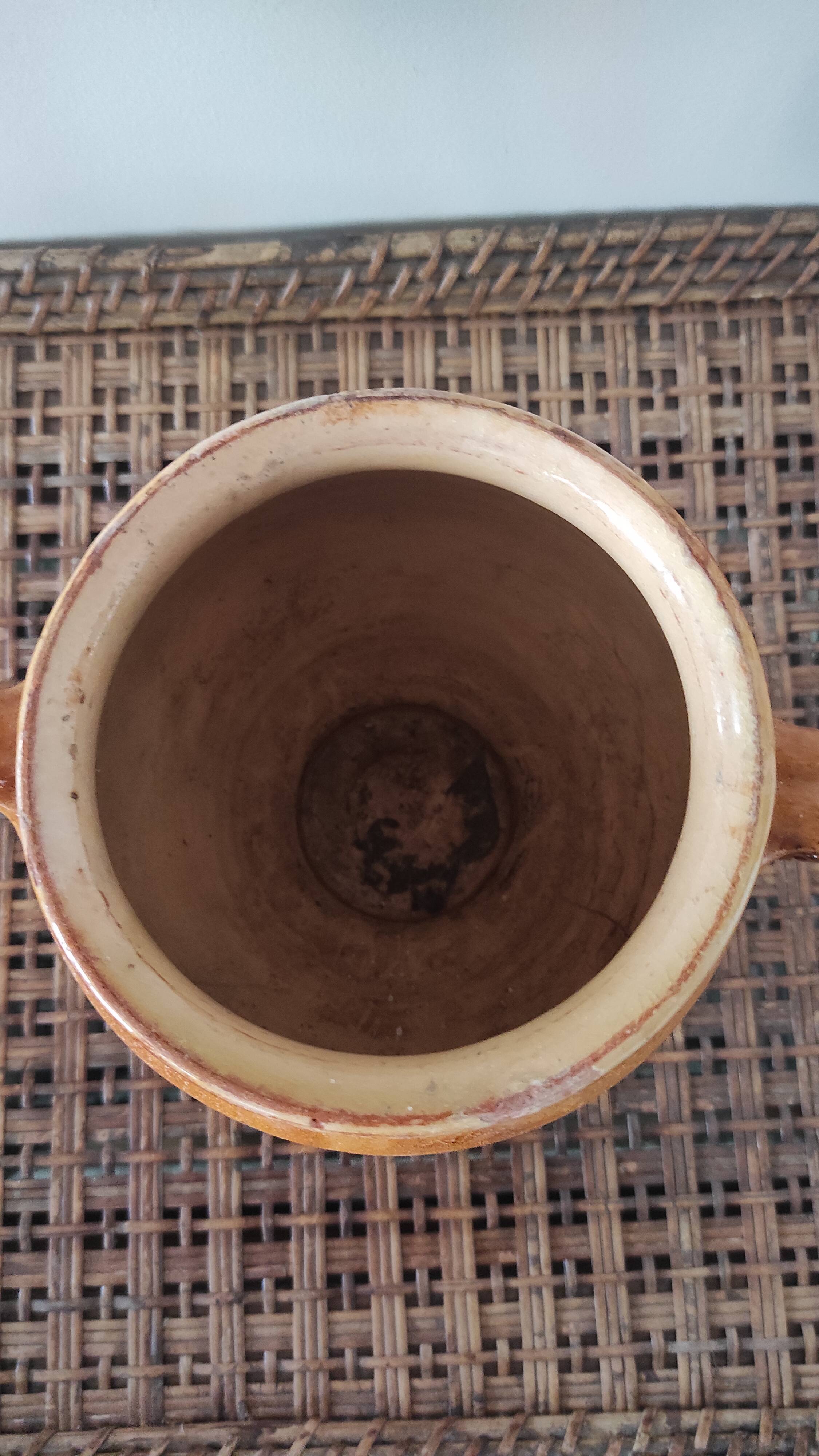 Yellow stoneware confit pot