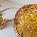 Bedside lamp in amber glass and brass