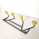 Zig-Zag wall coat rack hooks yellow wood balls