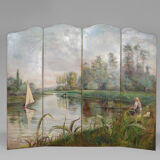 Post-impressionist painted screen by Charles Frechon, France, 1894