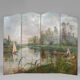 Post-impressionist painted screen by Charles Frechon, France, 1894