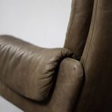 Vintage Mid-Century German Modern Leather Lounge Swivel Chair, 1960s