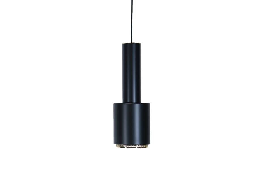 Alvar Aalto A110 Hand Grenade pendant lamp in black with brass