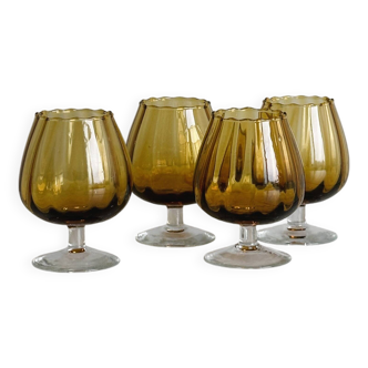 4 verres tulipe en verre ambré