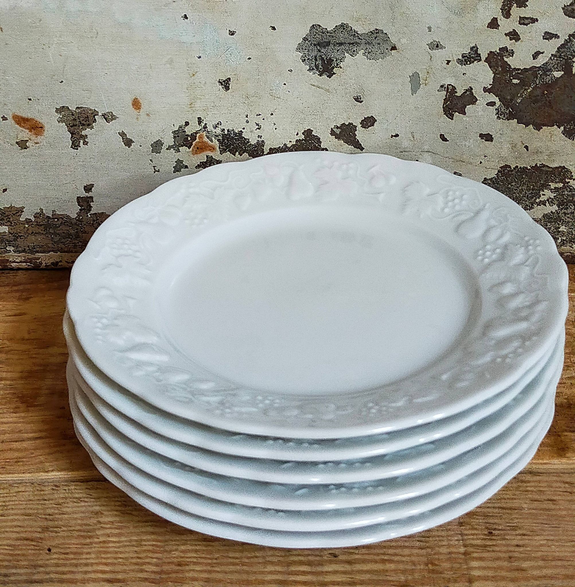 Six vintage Philippe Deshoulières Limoges California porcelain bread plates