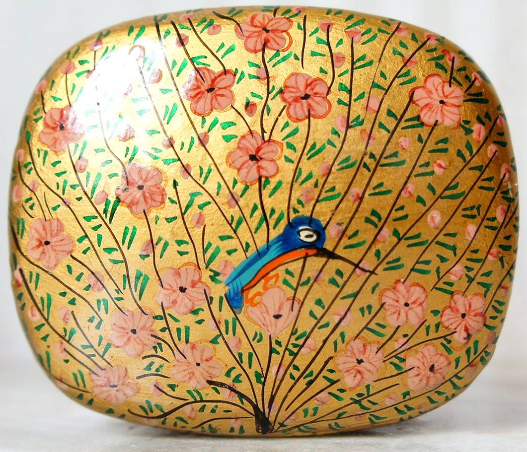 Lacquered & painted "peacock" box