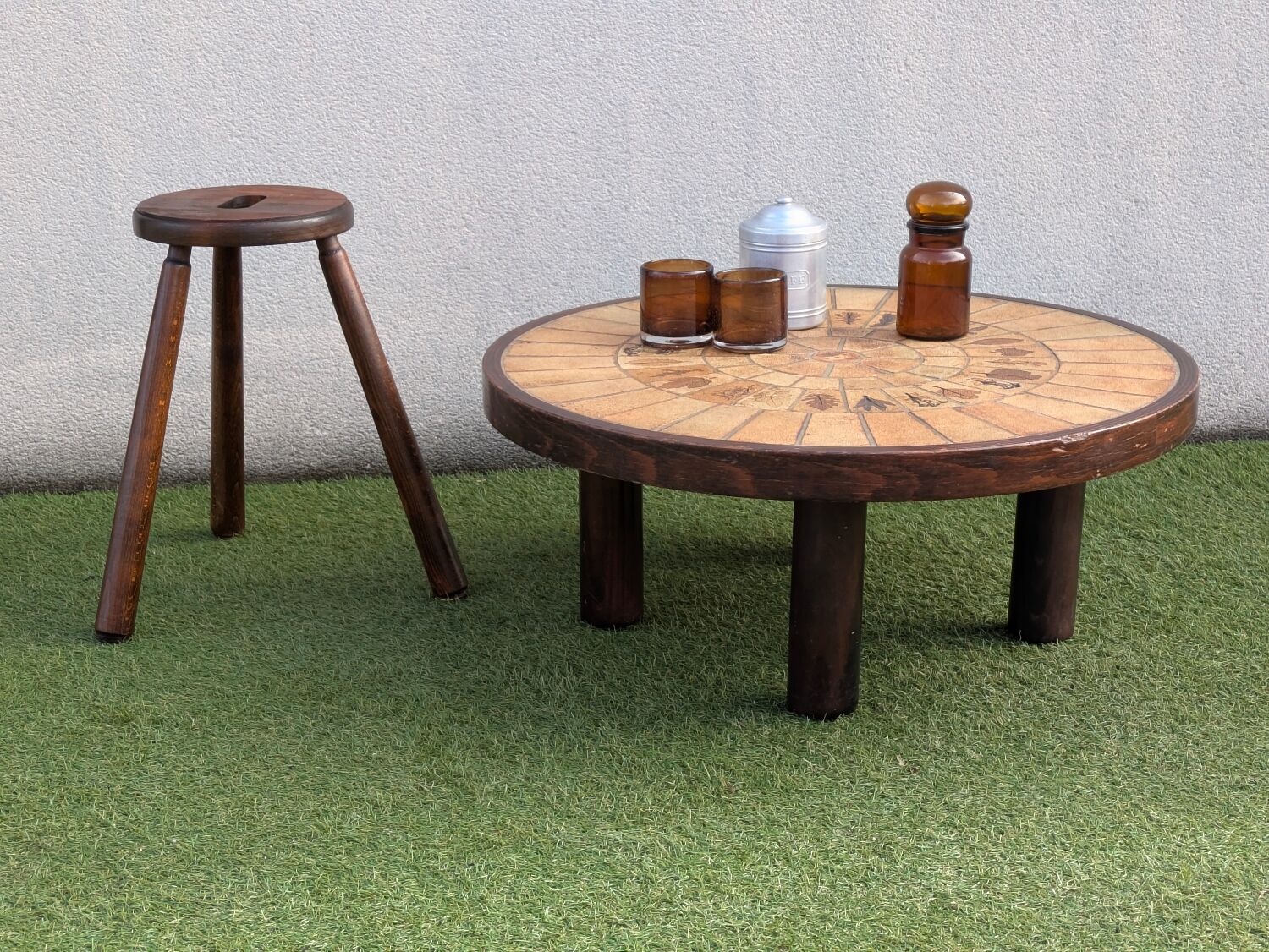 Vintage Herbier coffee table by Roger Capron