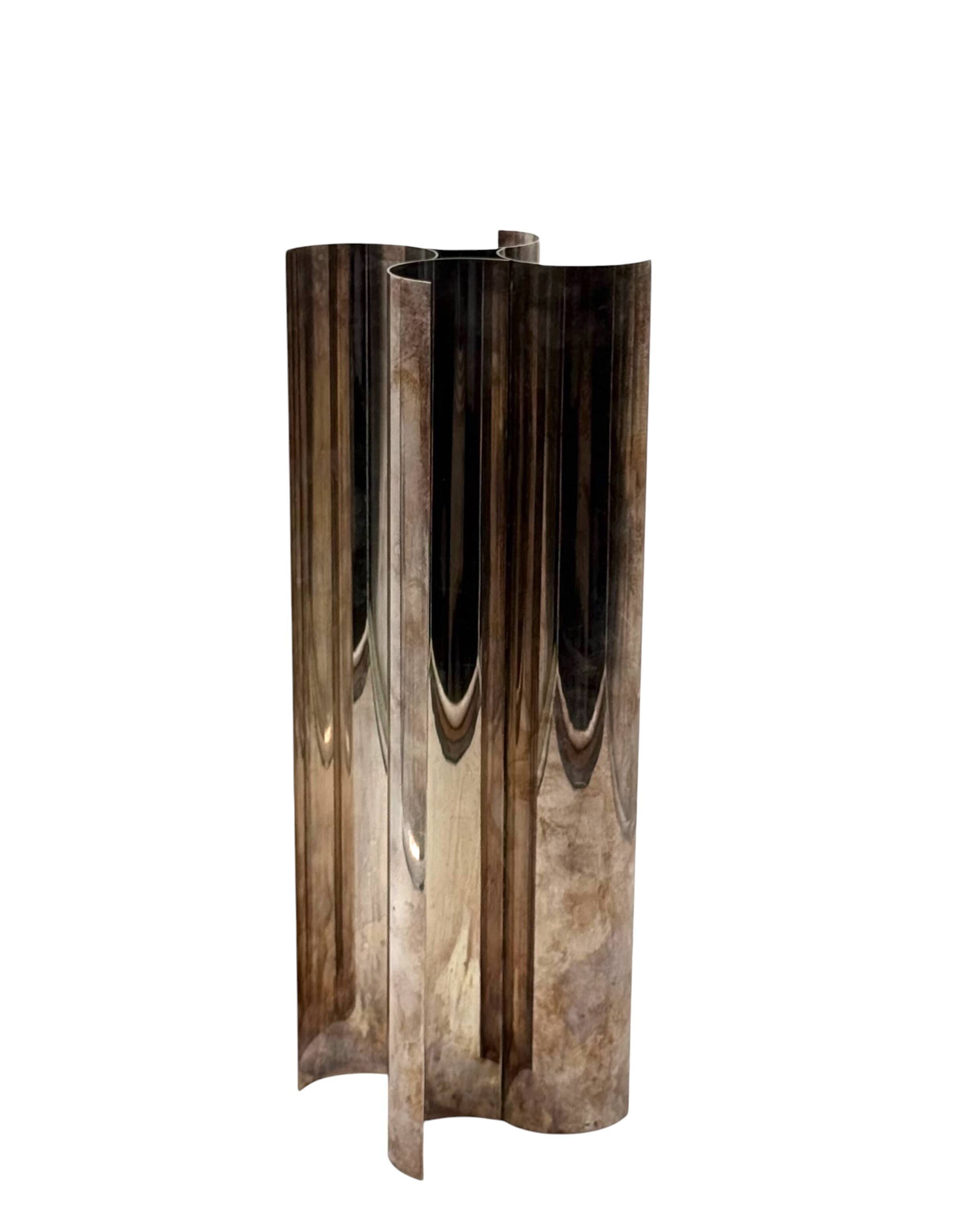 Christian Dior, Silver-plated solifleur sculptural vase, Dior France 1980s