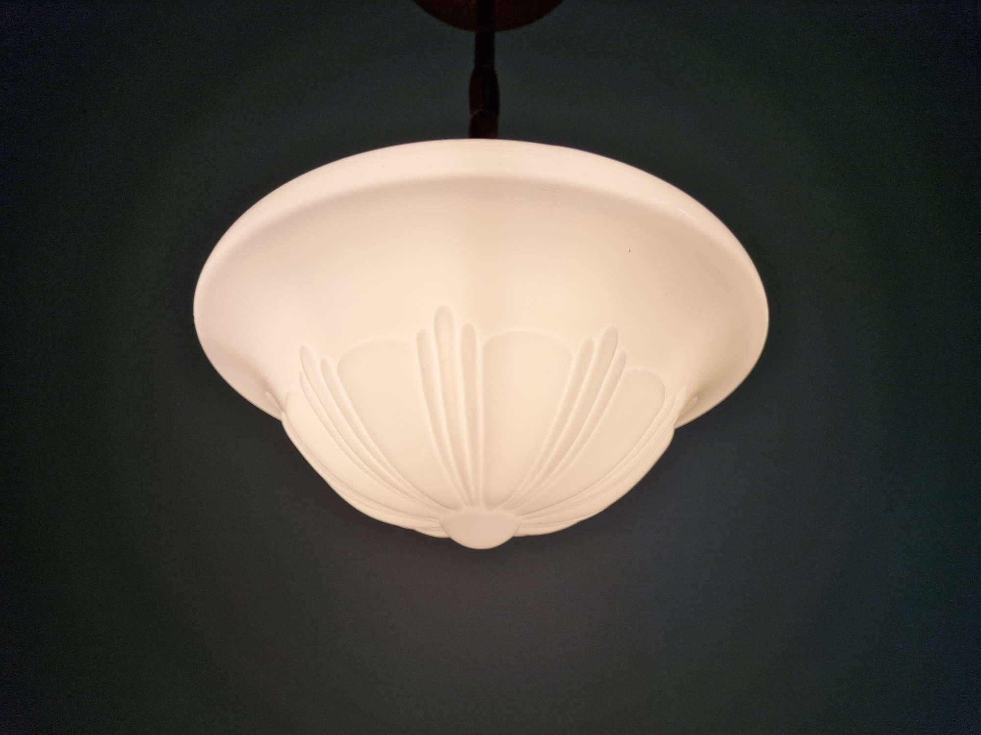 Philips Art Deco pendant light in white opaline, 1930s