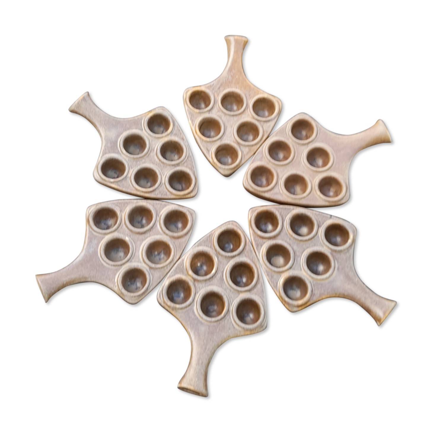 Set of 6 dishes/pans/snail pans, in Digoin Crespots sandstone - Vintage
