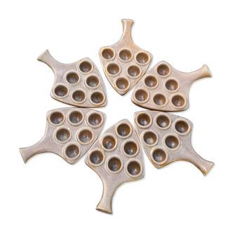 Set of 6 dishes/pans/snail pans, in Digoin Crespots sandstone - Vintage
