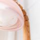 Solbackens Svarveri Pine Wood Table Lamp with Pink Ice Glass Shade – Mid Century 1960s