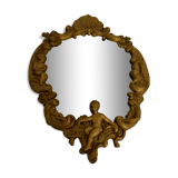 Gilded bronze mirror with angels and scrolls