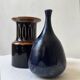 Night blue glazed ceramic vase, signed, circa 1950.