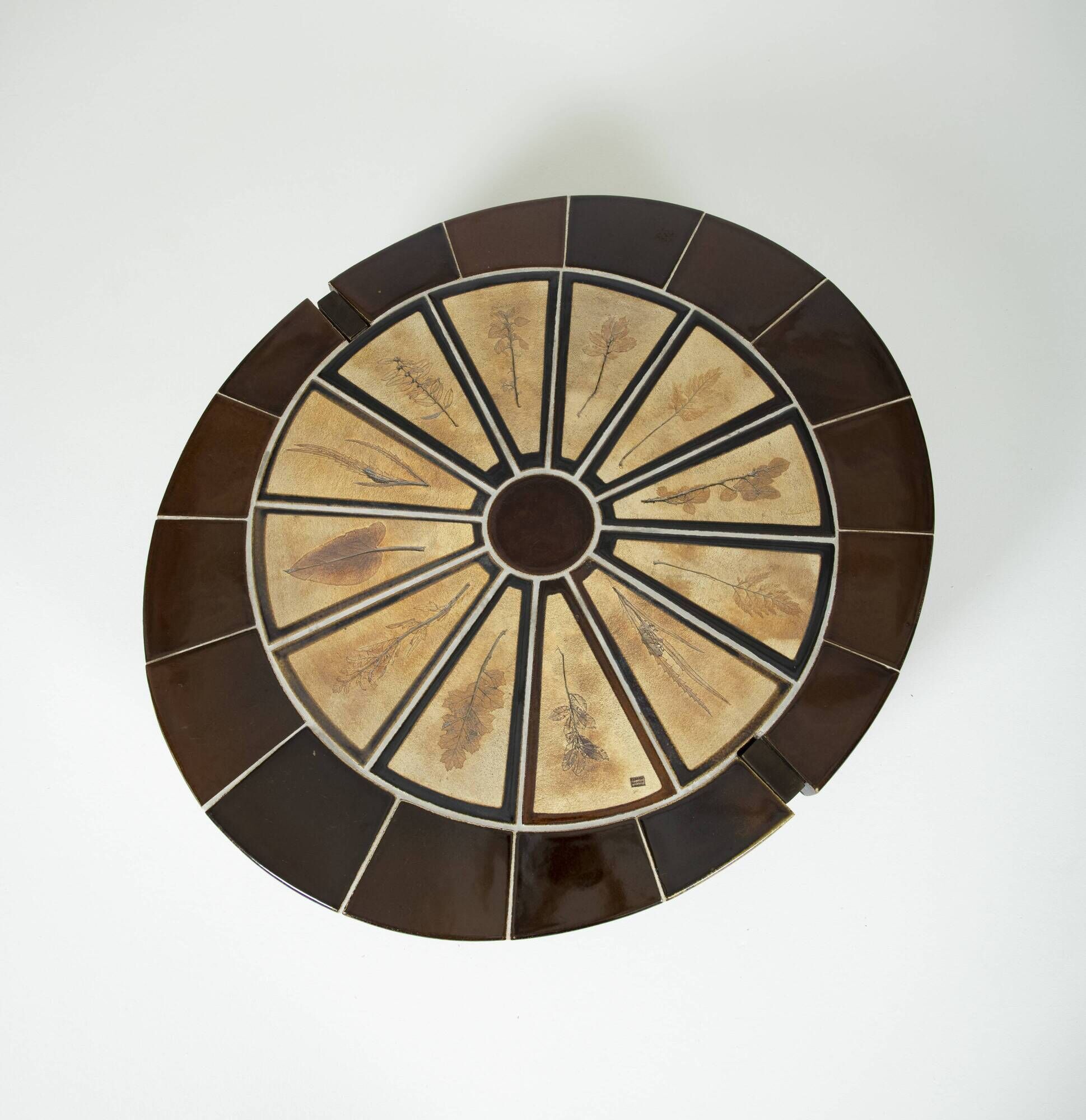 Glazed ceramic coffee table Herbarium model by Roger Capron in Vallauris, France 1970s