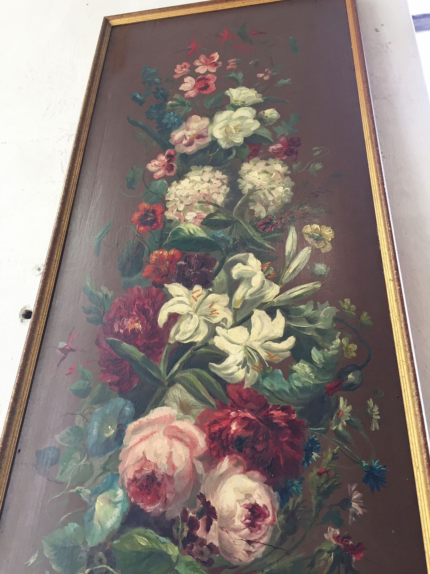 Peinture à l’huile sur bois XIXème format XXL