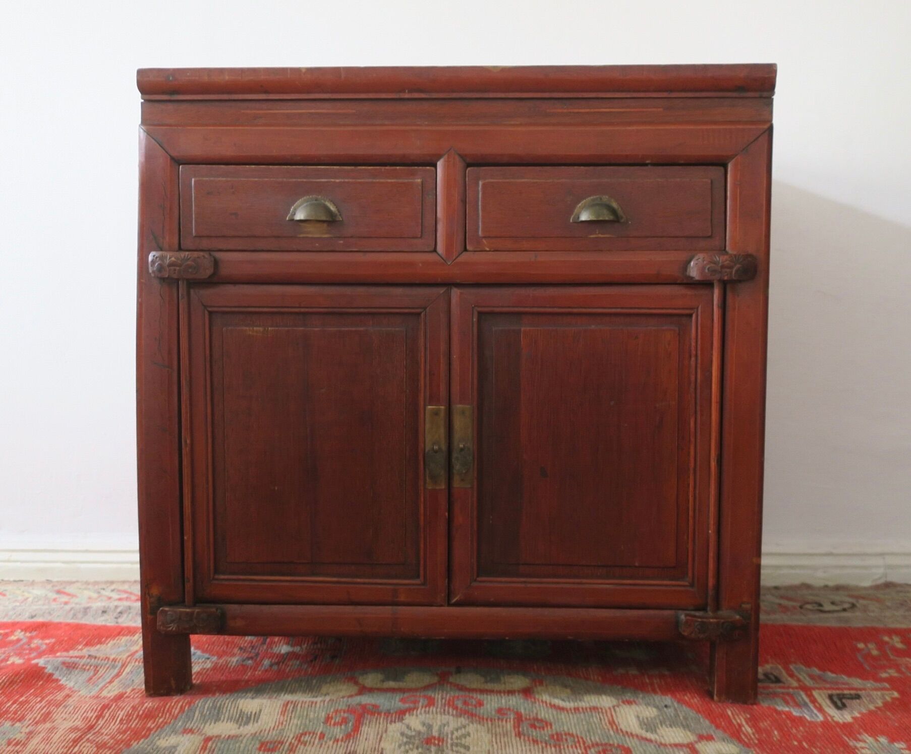 Antique painted 2 door cabinet with 2 drawers, 1910