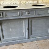 Antique bathroom furniture double sink marble top