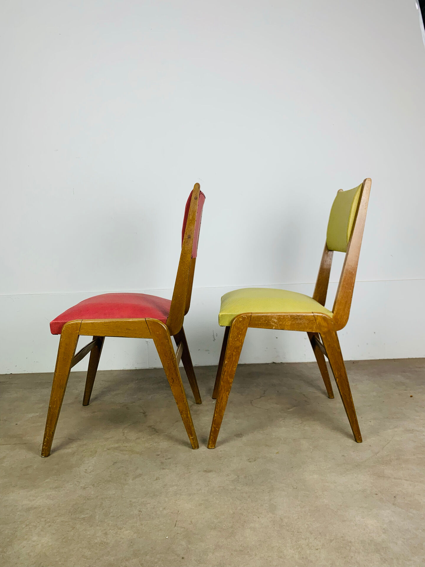 Pair of 50's style reconstruction chairs, wood