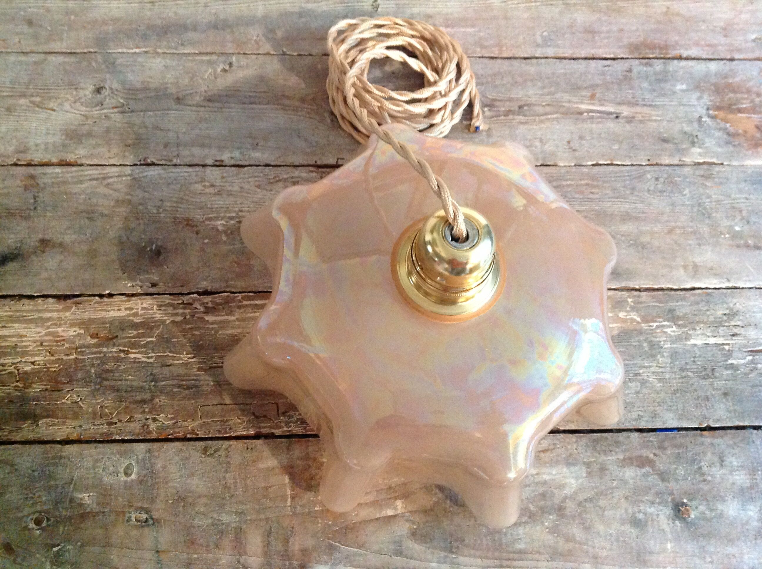 Pink opaline hanging lamp