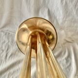 Old brass and chrome-plated metal ashtray on stand