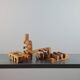 Vintage postmodern wooden puzzle sculpture by Gunnar Kanevad