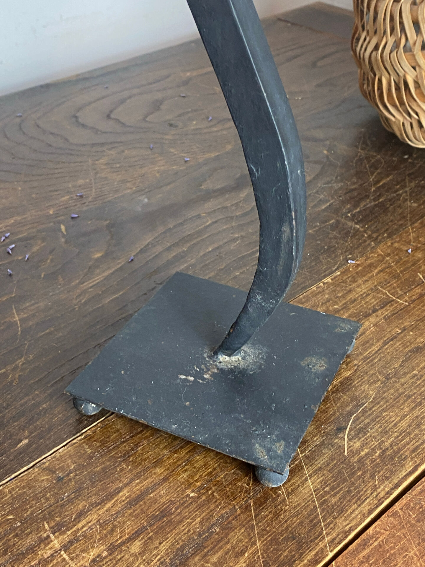 Modernist candlestick in wrought iron