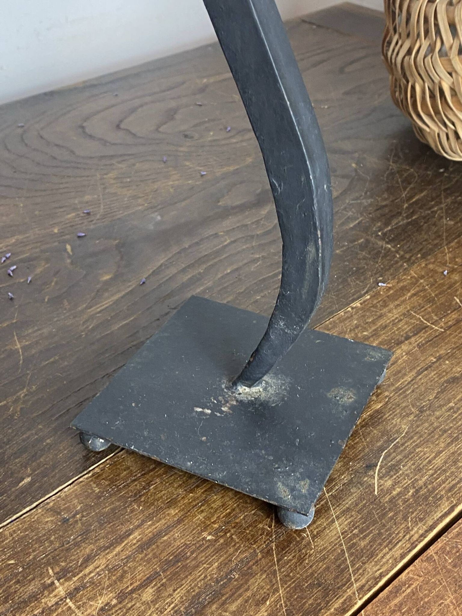 Modernist candlestick in wrought iron