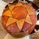 Vintage Berber leather pouf