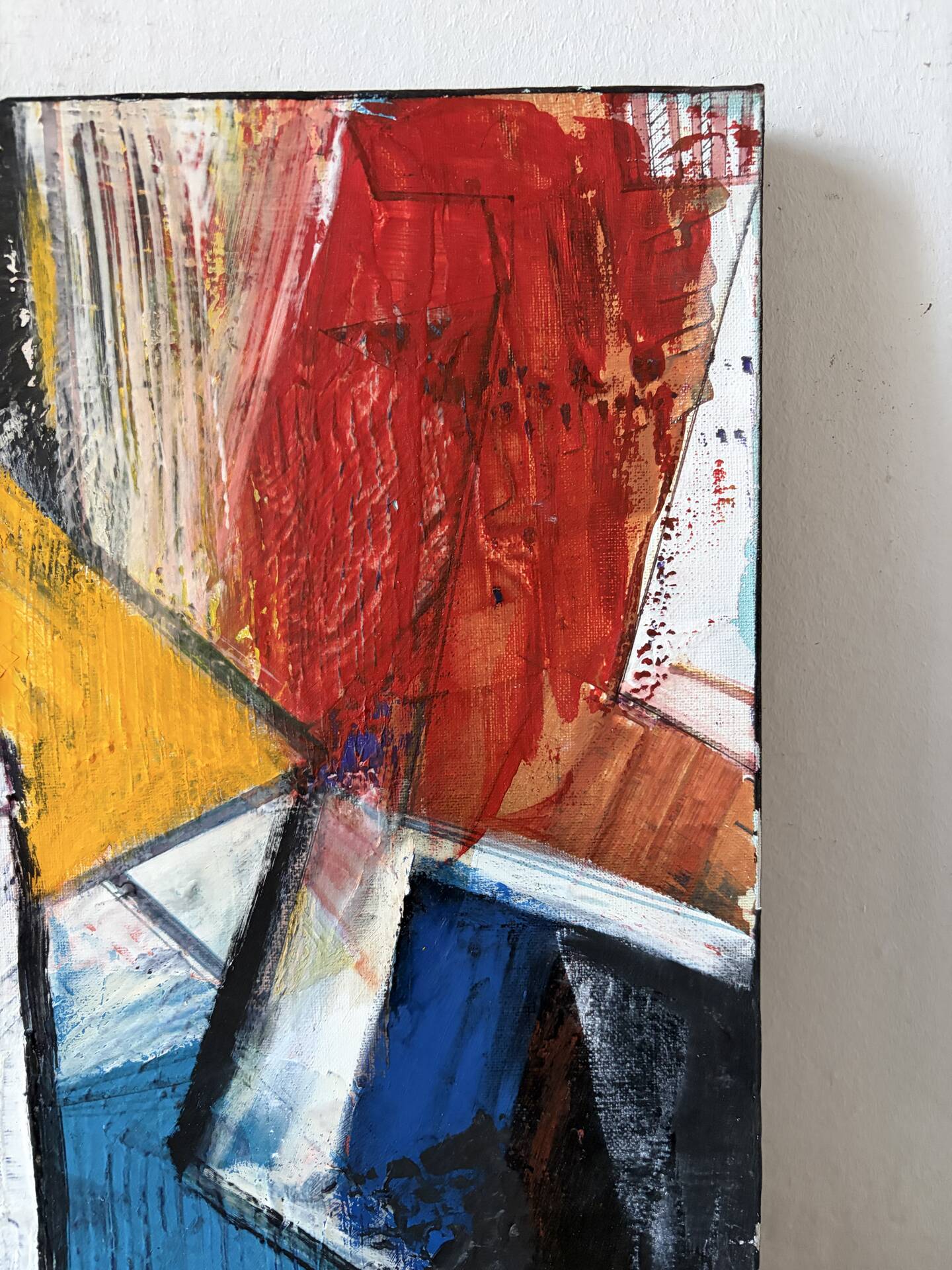 Abstract cubist houses, oil on canvas signed
